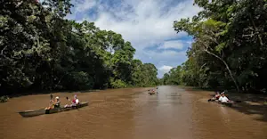 Nat Hab guests paddling, Pacaya Samiria National Reserve, Peru.