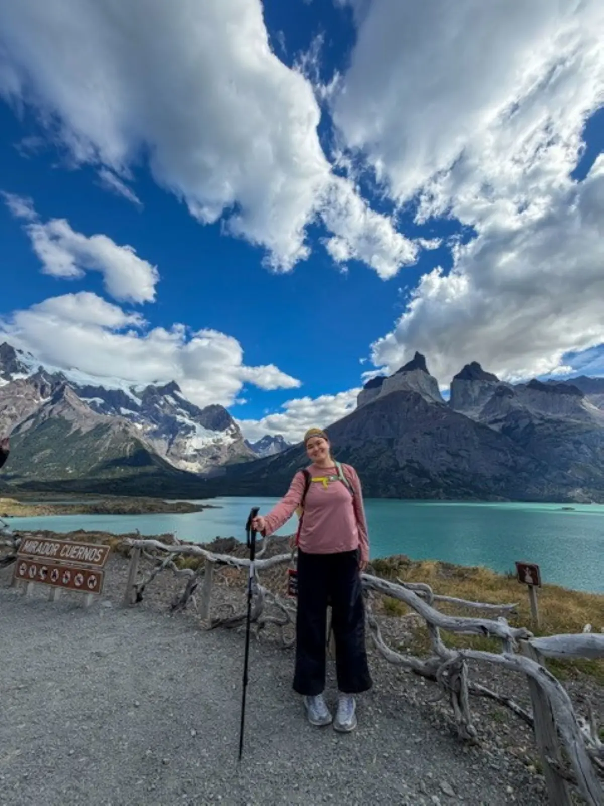 Hiking scenic trails in Torres del Paine National Park, Chile.