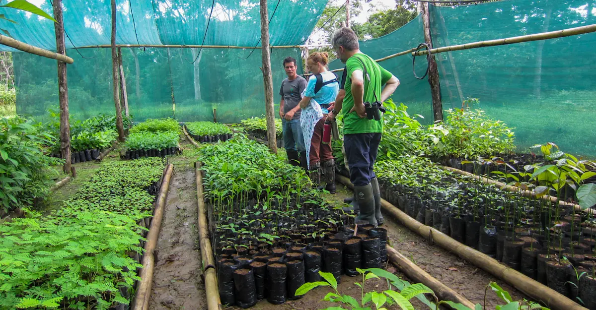 Earthwatch Expeditions crew, greenhouse, Osa Peninsula, Costa Rica.