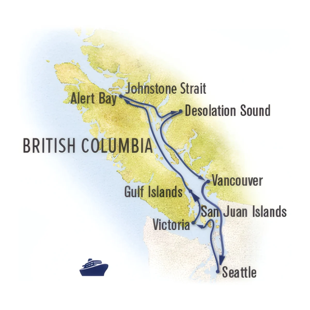 Trip map for Exploring British Columbia & the San Juan Islands