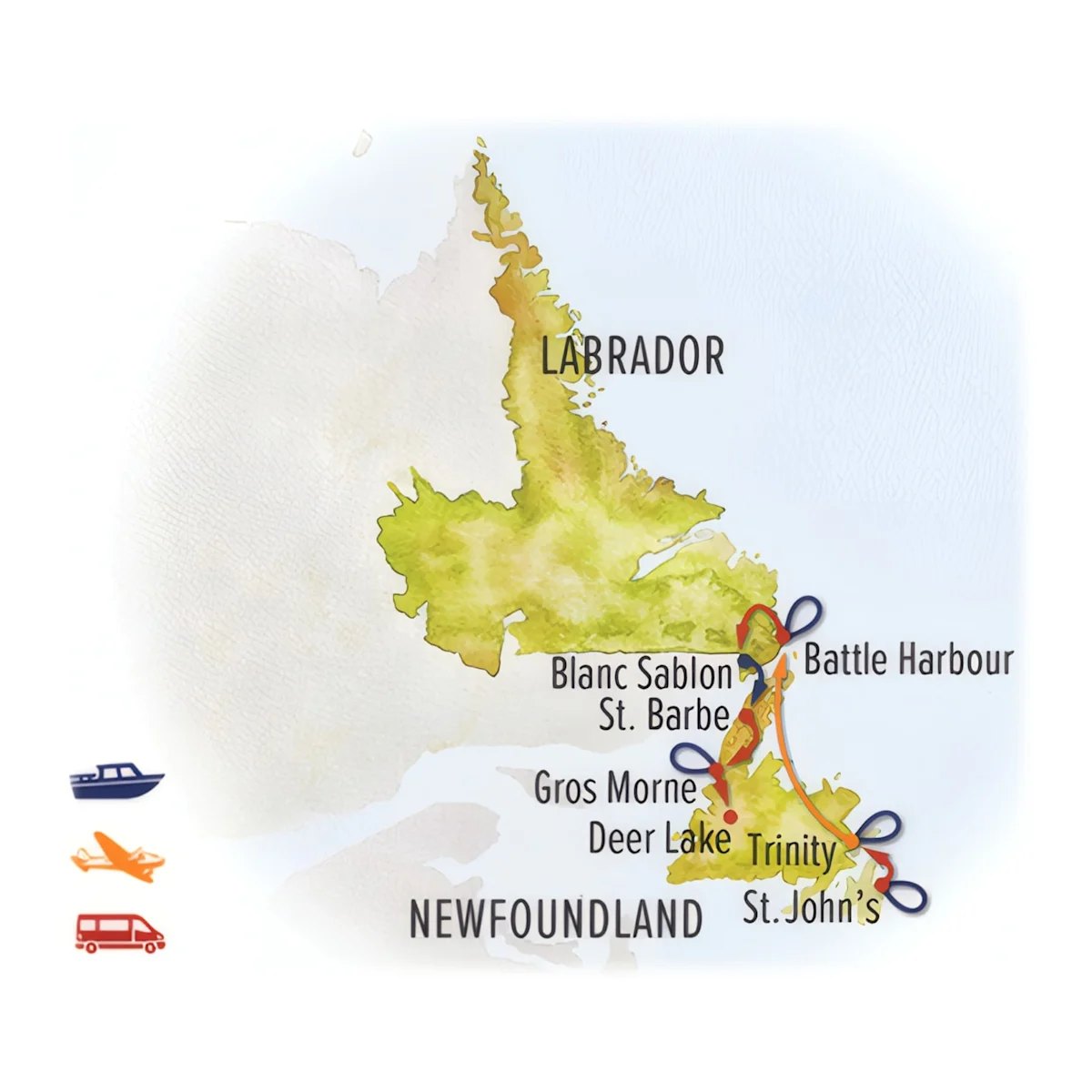 Trip map for Newfoundland & Labrador Photo Expedition