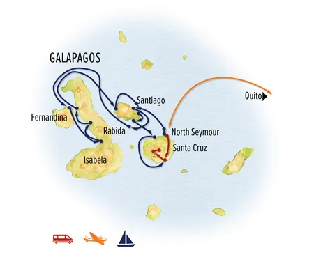 Trip map for Galapagos Discovery: The Nat Hab Experience