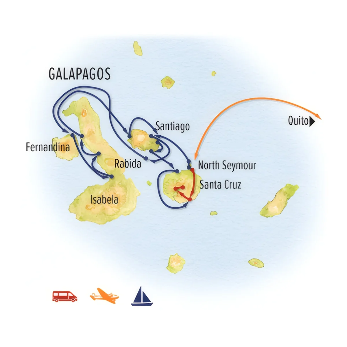 Trip map for Galapagos Discovery: The Nat Hab Experience