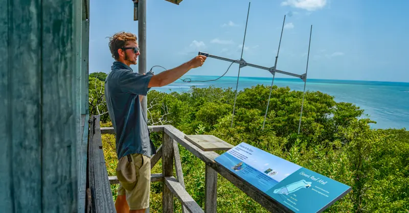 Earthwatch Scientist telemetry tracking, Belize.