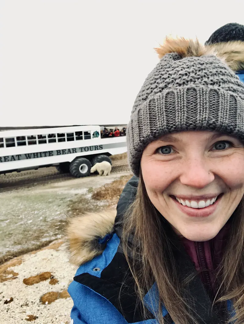 Polar Bear taking an interest in our Polar Rovers in Churchill, Canada.