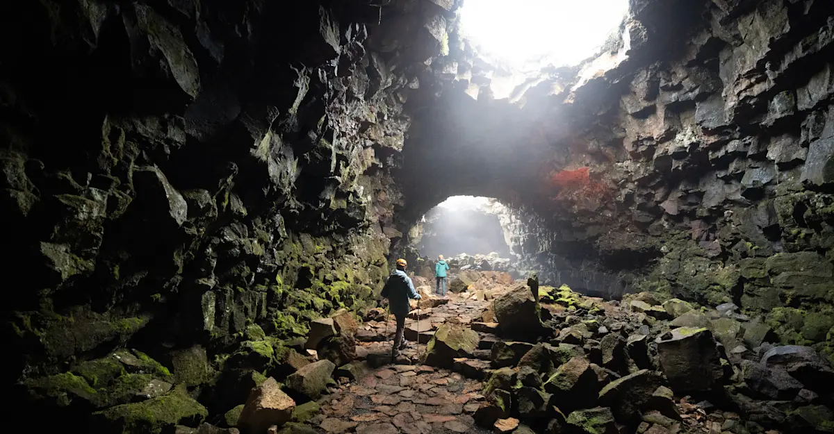 Vidgelmir lava tube, Hallmundarhraun lava field, Iceland.