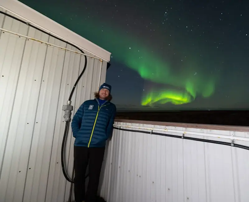 Under a dance of light and color, Churchill.