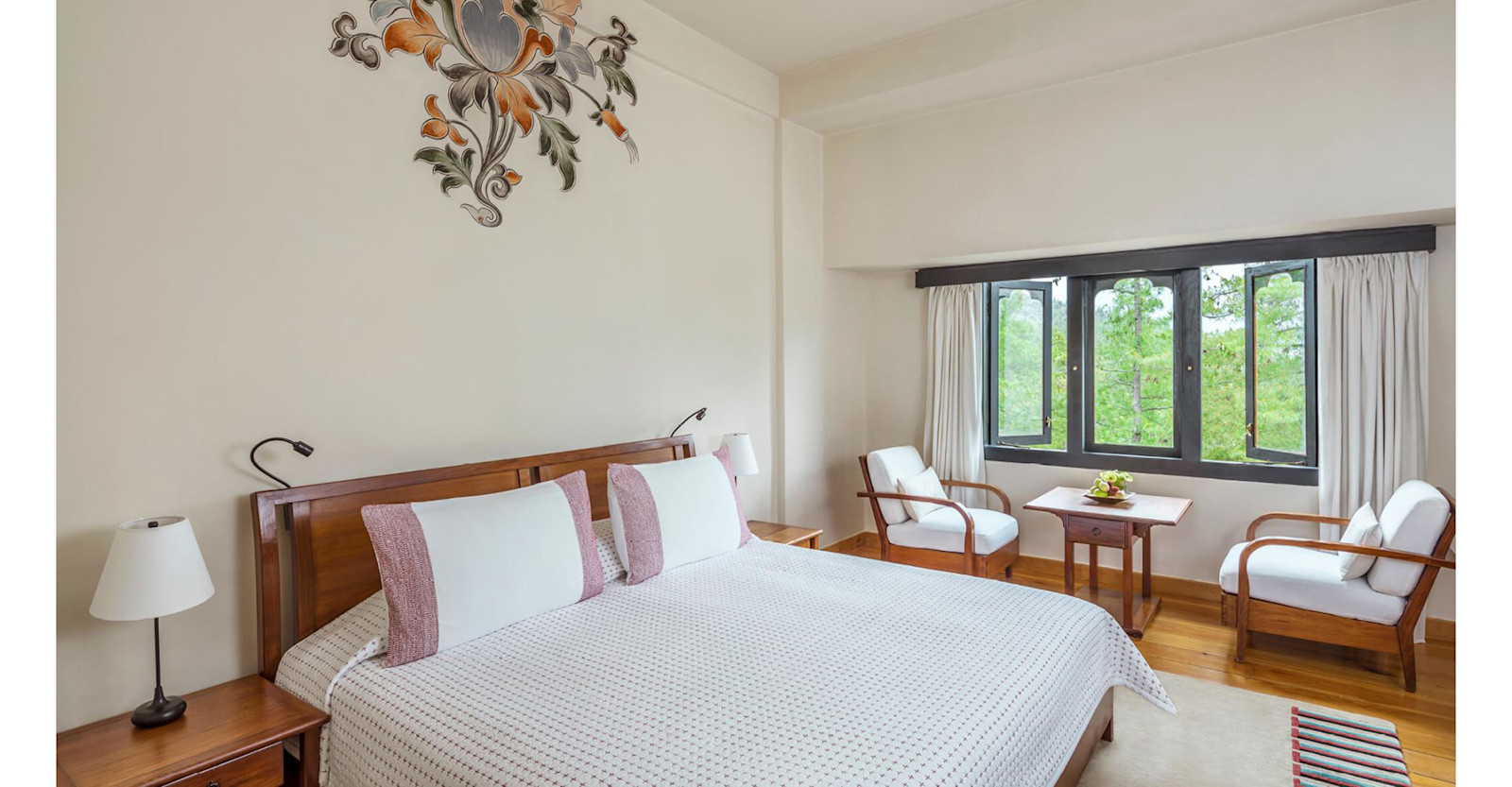 Forest View Room: These comfortable double rooms overlook the surrounding pine forests and feature a king bed