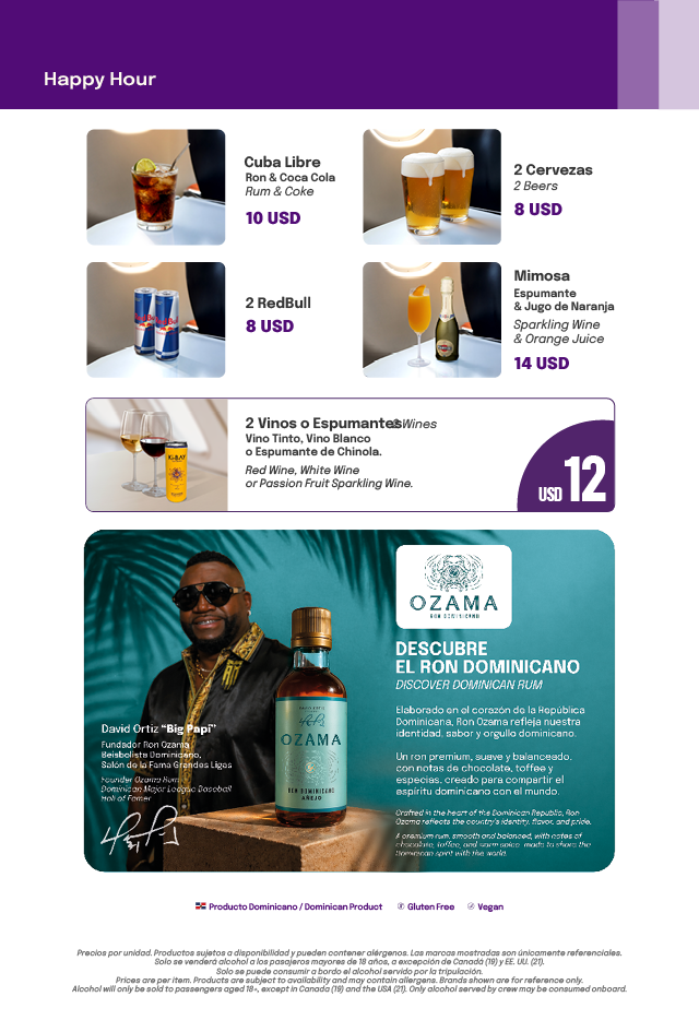 Menú Alcoholic Beverage Combos