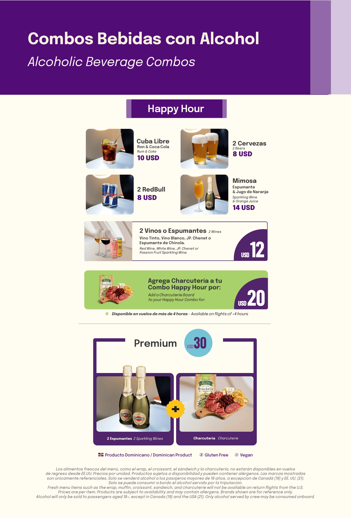 Menú Alcoholic Beverage Combos