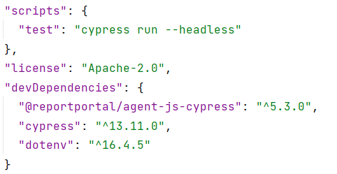 Running "npm run test" command
