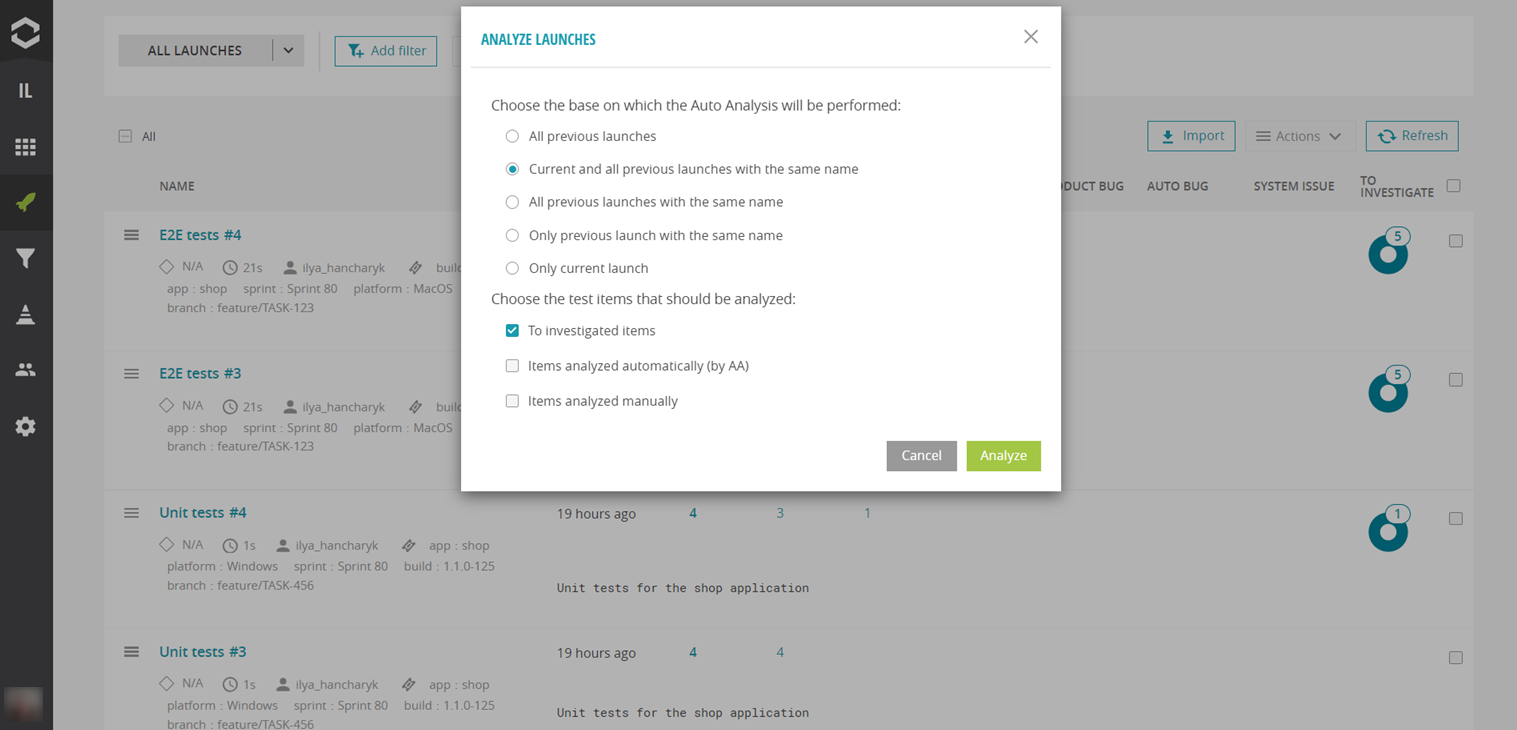 Configuring ReportPortal's Analyzer