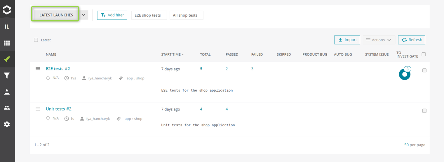 "Latest launches" control