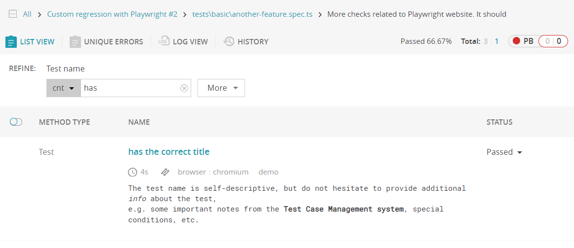 Playwright tests in ReportPortal