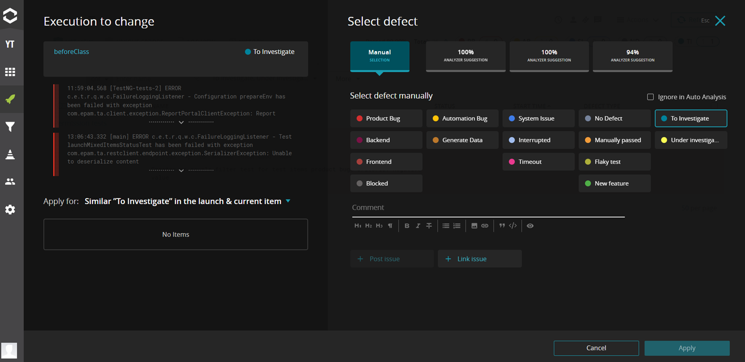 Using custom defect types in our test automation metrics dashboard