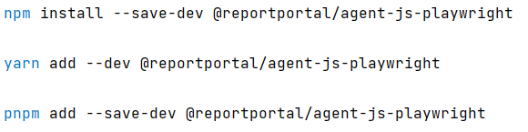 Commands to install using npm, yarn or pnpm