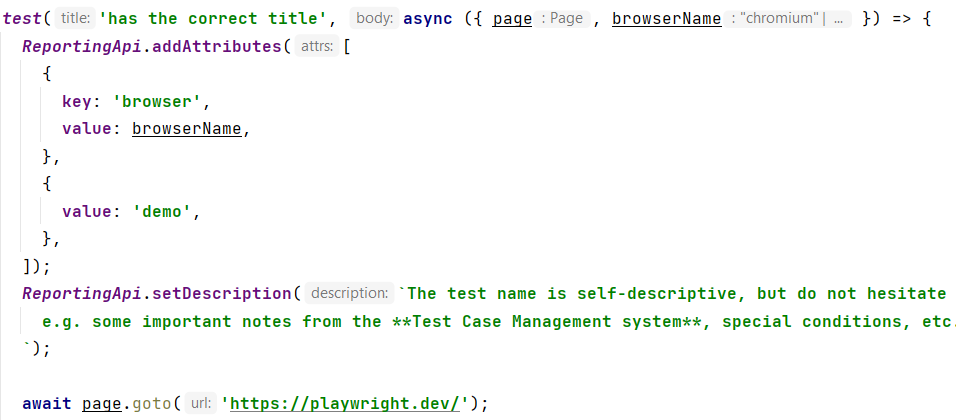Providing attributes and description