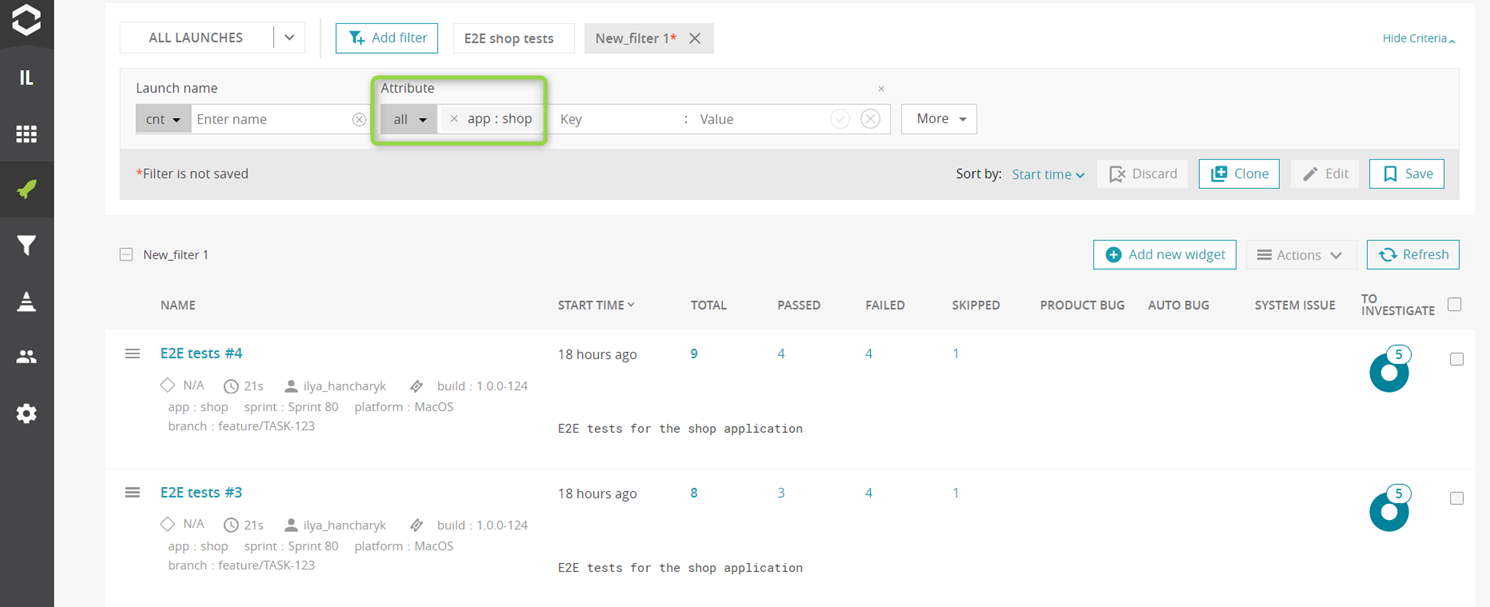 Filtering by attribute