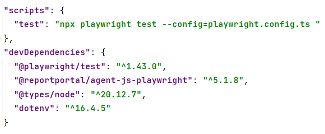 Running "npm run test" command