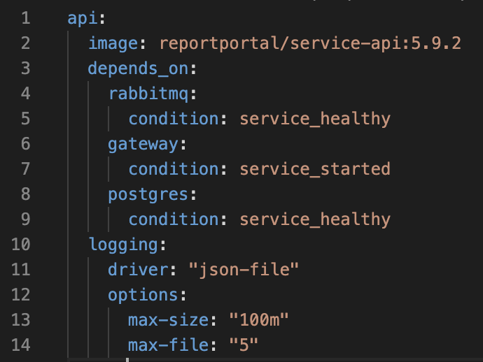 Settings in the Docker compose file