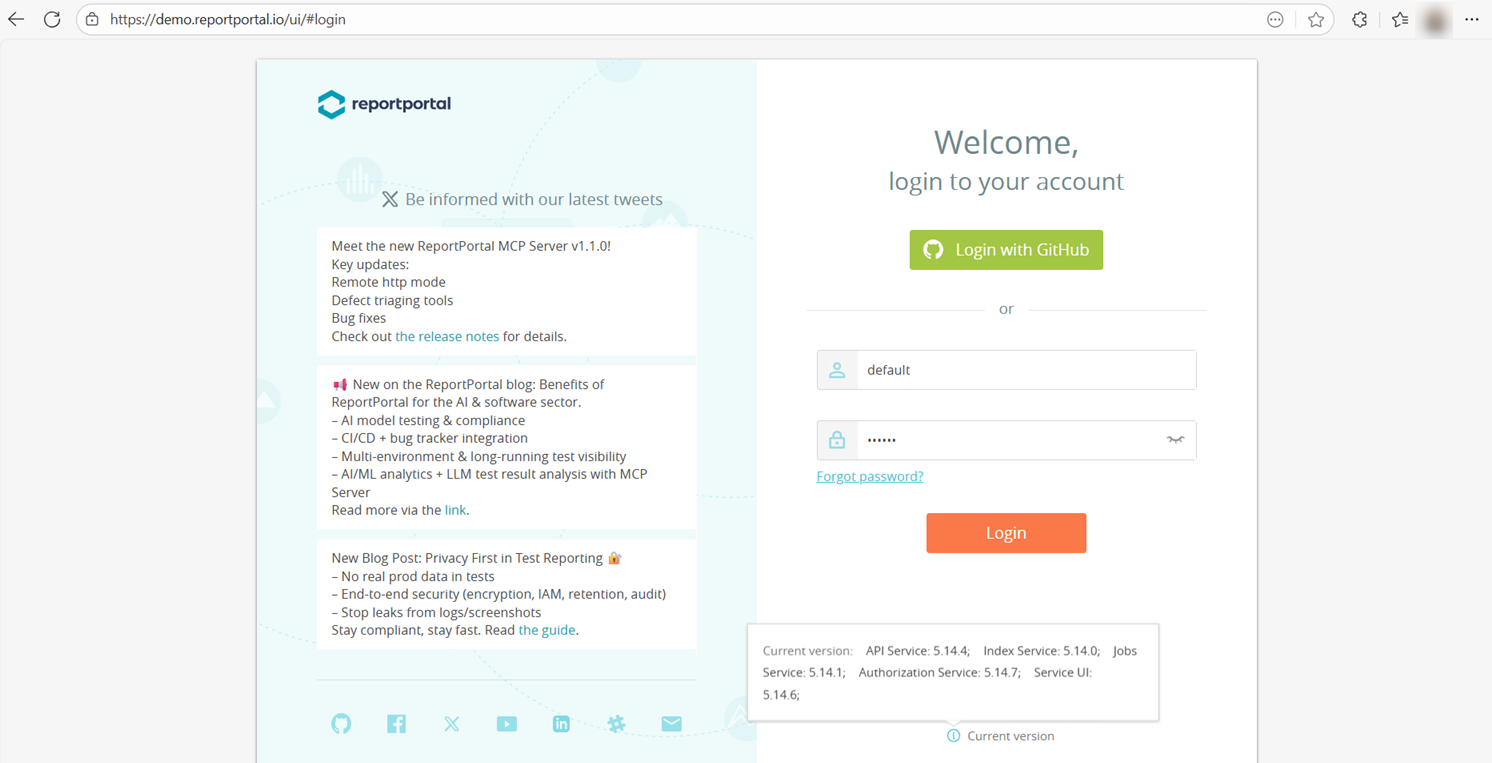 Demo environment in our qa metrics dashboard