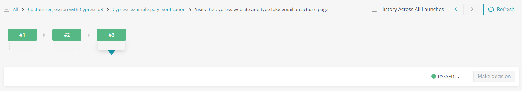 History of this test result within previous launches