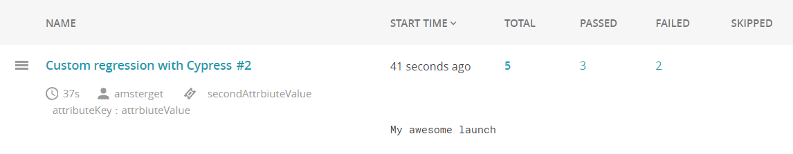 Cypress tests in ReportPortal