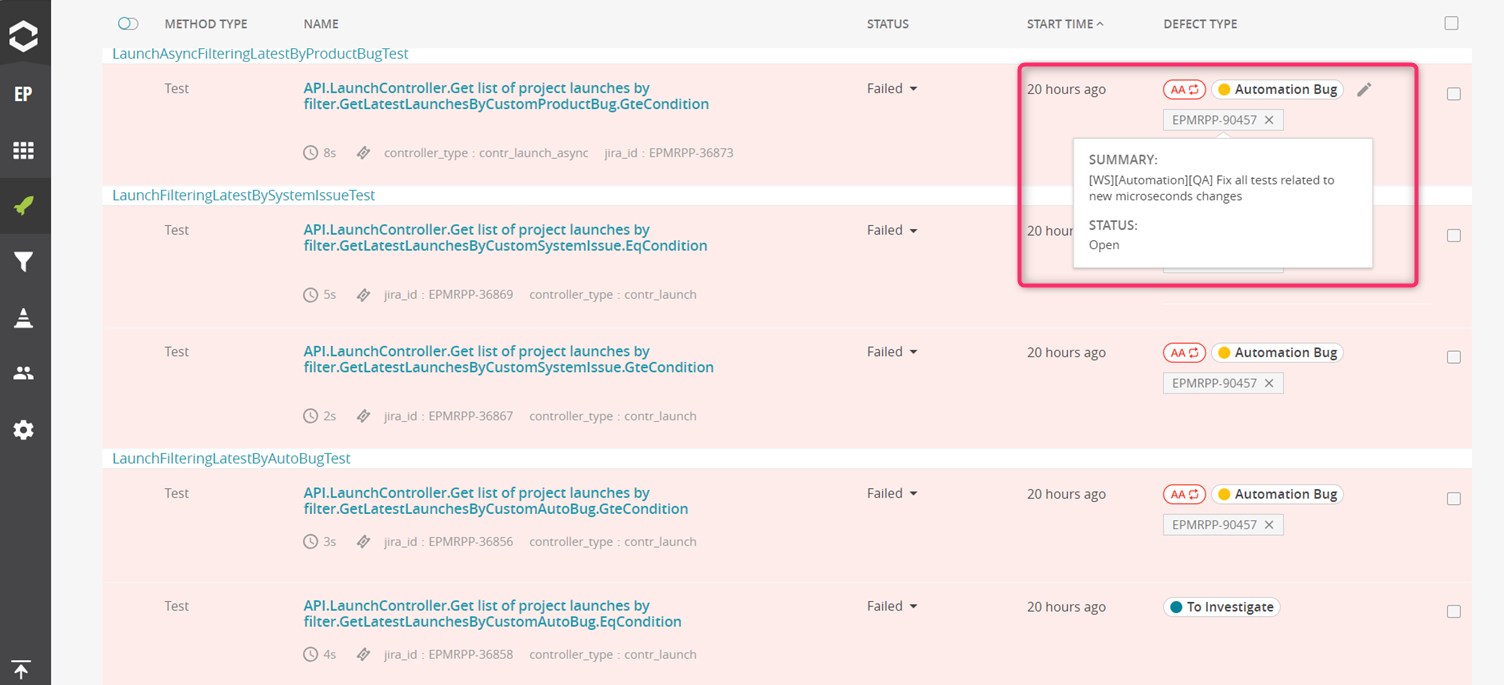 Using BTS along with Auto-Analysis in our test automation dashboard