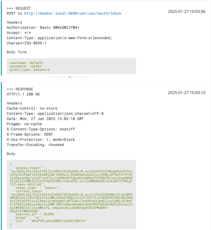 Sensitive information in the response body