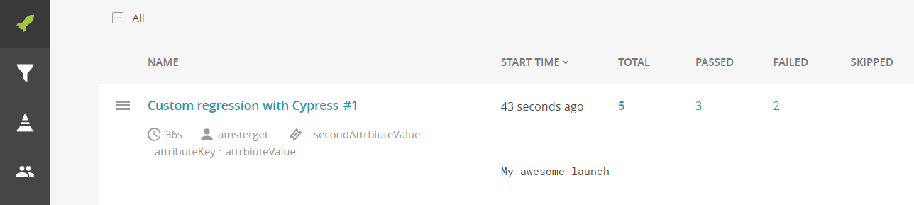 Monitoring the test's progress in ReportPortal