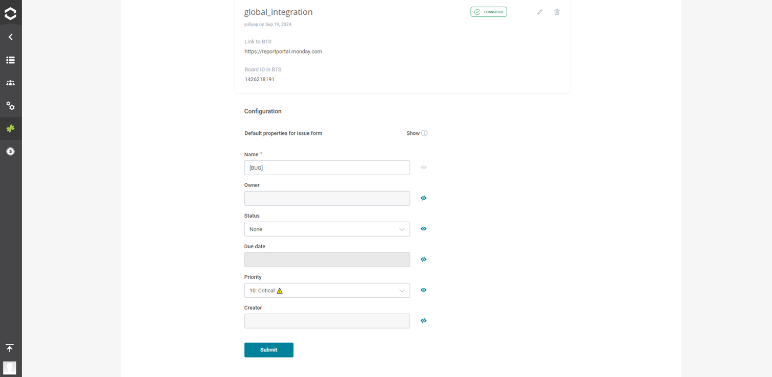 Configuration of integration with BTS
