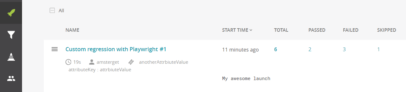 Monitoring the test's progress in ReportPortal