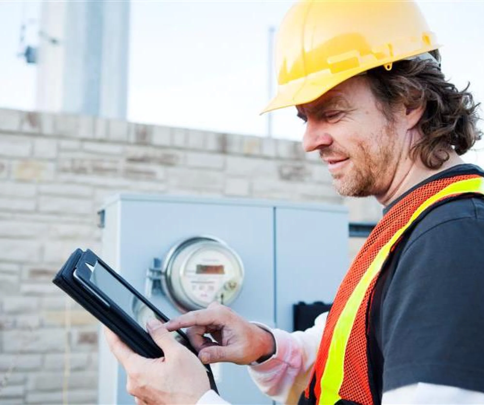 A man at work with an iPad