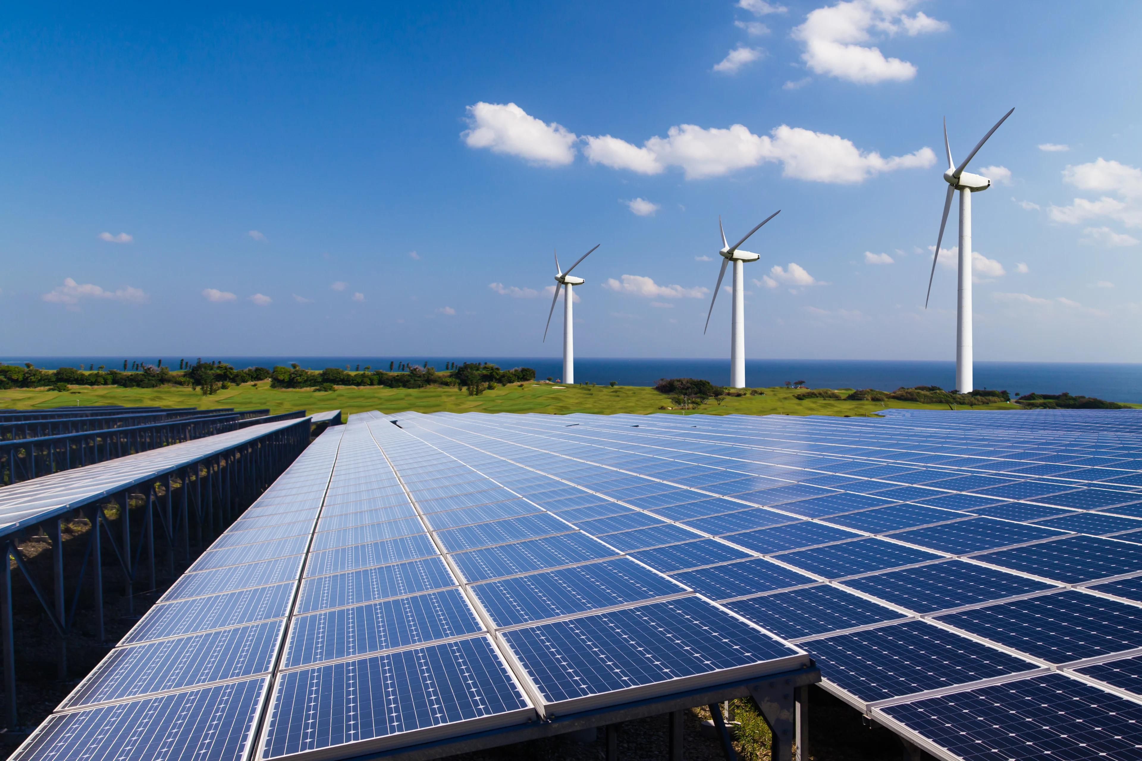 Wind mills and solar farm