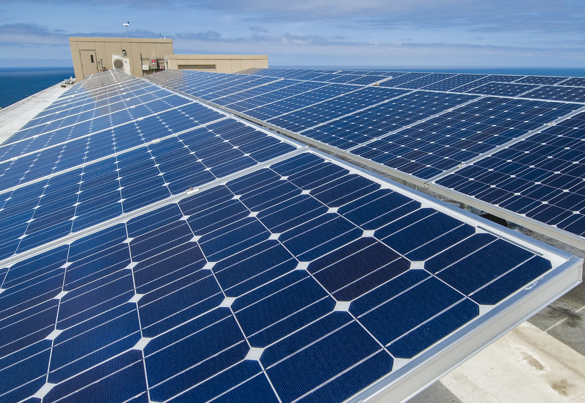 Several rows of solar panels