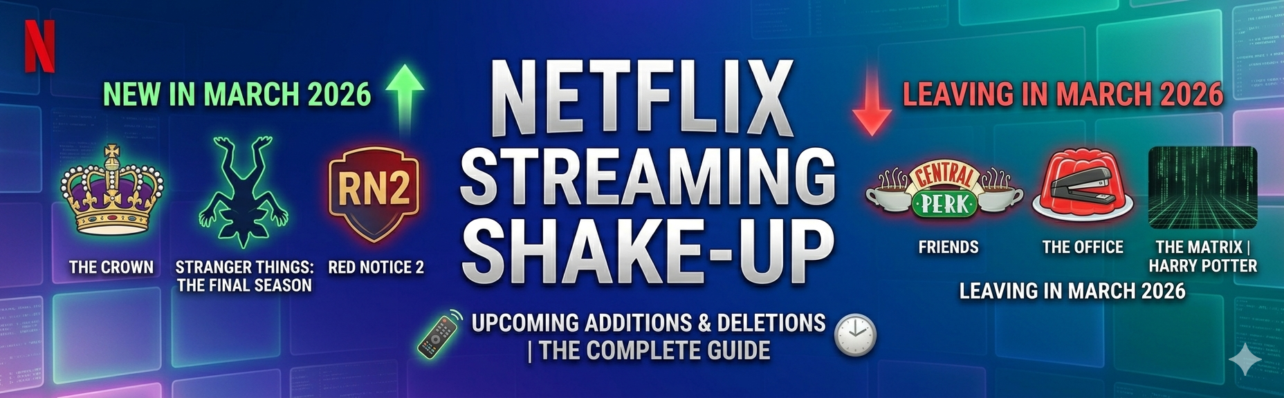 New and removed content on Netflix March 2026
