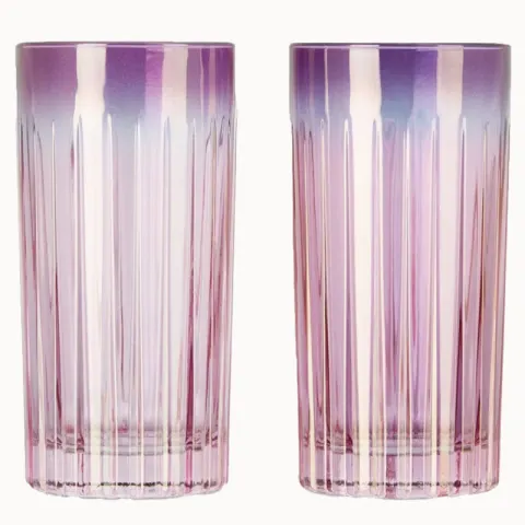 LUISA BECCARIA OMBRÉ PURPLE & PINK LARGE TUMBLER GLASSES (SET OF 2)
