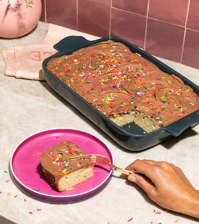 Cravings After School Vanilla Sheet Cake With Salted Milk Chocolate Frosting Cravings After School Vanilla Sheet Cake With Salted Milk Chocolate Frosting