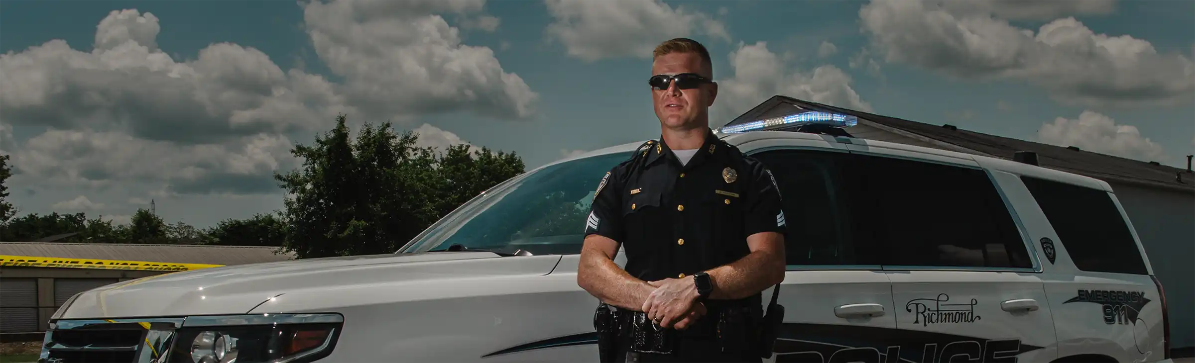 officer standing at a crime scene