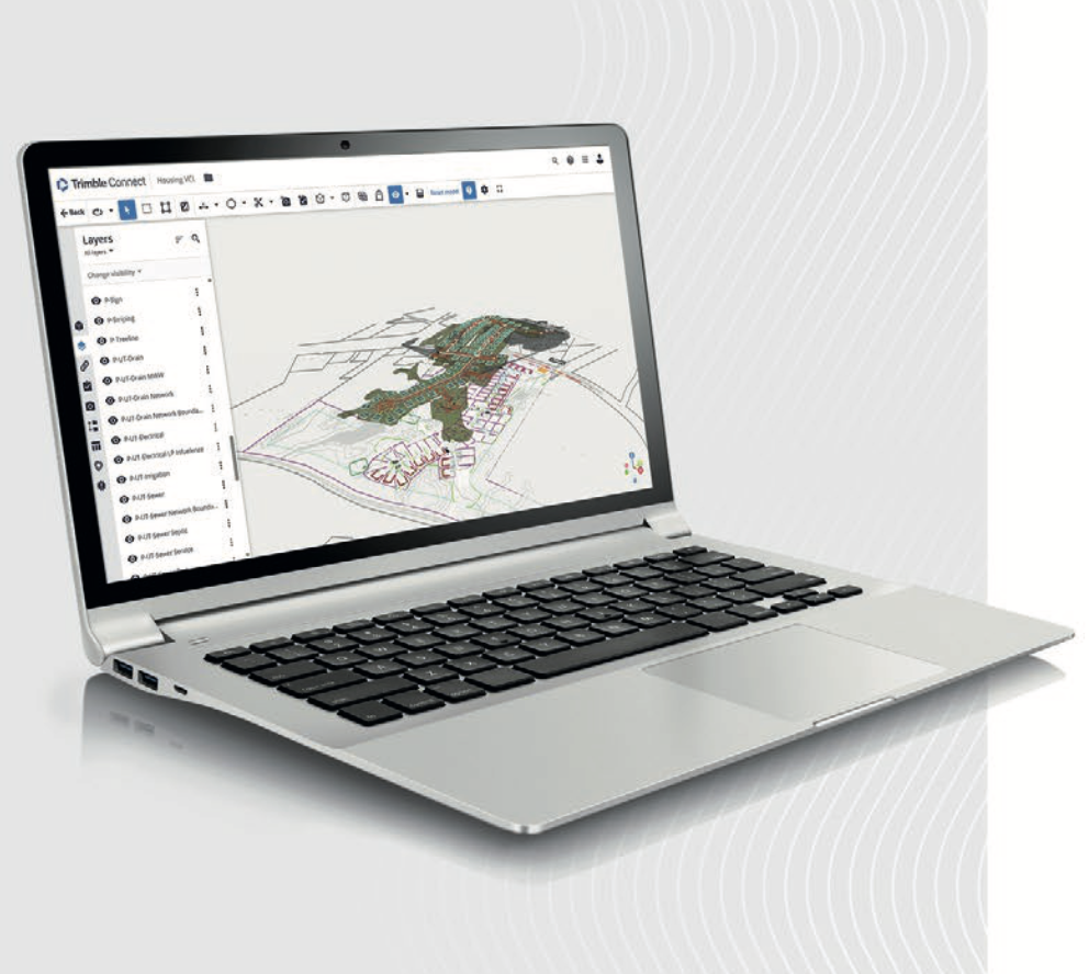 Trimble connect software on a laptop