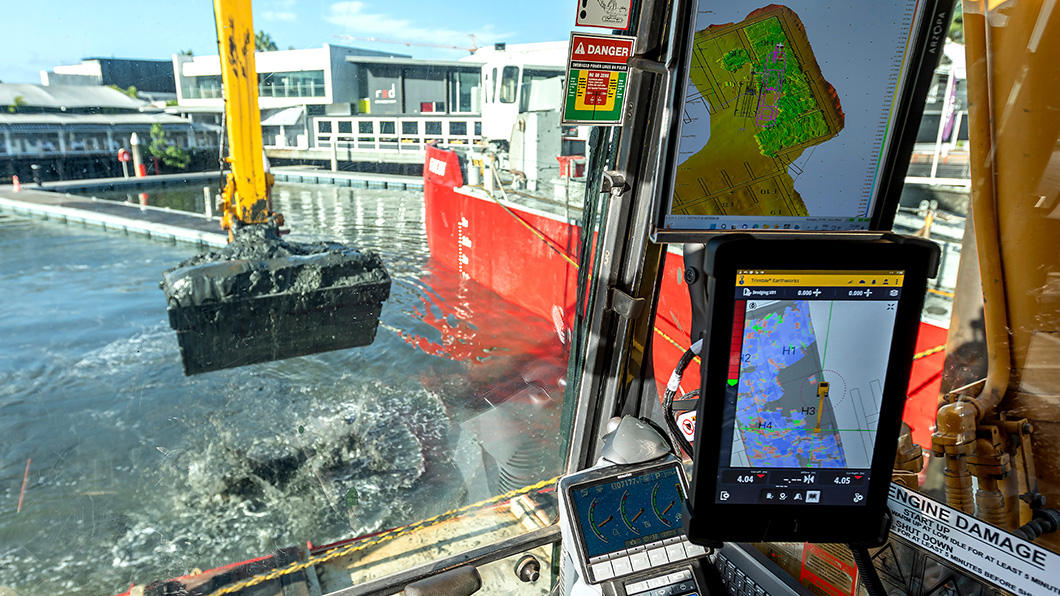 Trimble marine construction systems inside of a dredging machine
