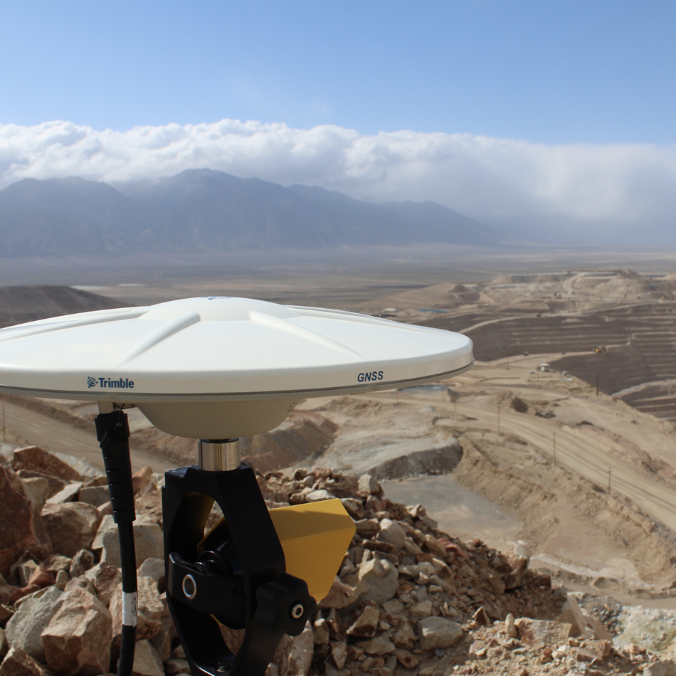 Trimble Zephyr 3 Geodetic antenna set up near a mining site