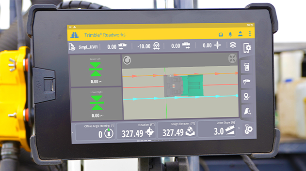 Close up of the Trimble TD540 display in the cab
