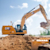 Excavator with trimble antennas digging using Trimble Worksmanager software