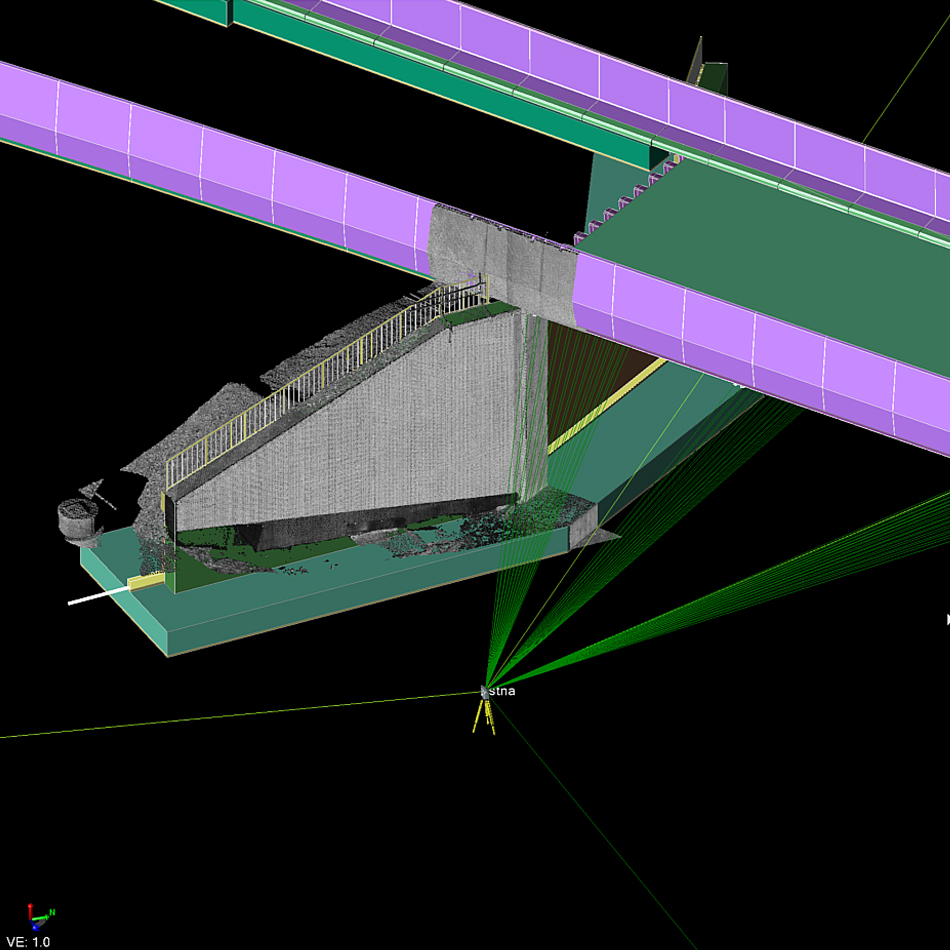 A Trimble Business Center point cloud of a bridge design