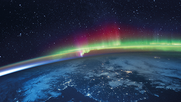 The Earth from space, demonstrating the ionospheric disturbances that Trimble IonoGuard protects RTK GNSS positioning against