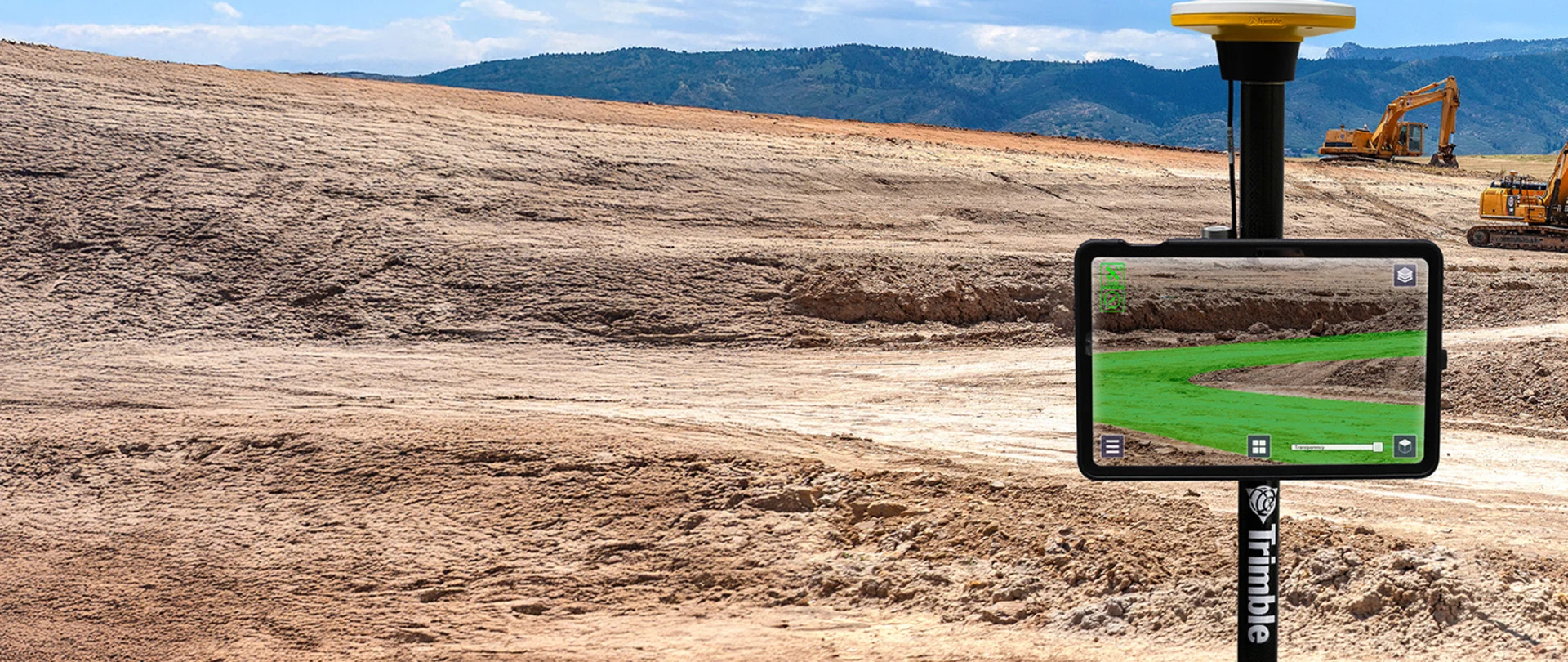 Trimble SiteVision augmented reality showing centimeter-accurate AR visualization on a jobsite