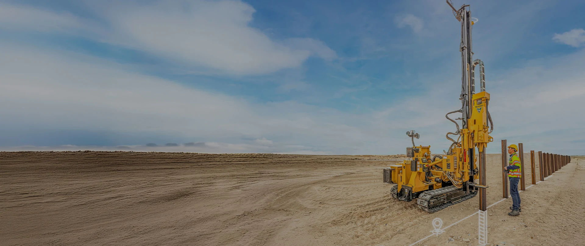 A piling machine with Trimble Groundworks technology performing precision piling