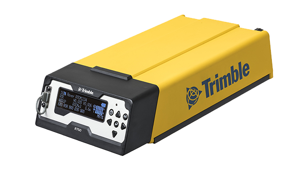 Trimble R750 Model 2 modular GNSS receiver showing digital data