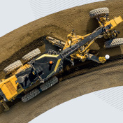 Aerial view of a motor grader